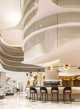 Modern luxury interior with elegant design and lighting