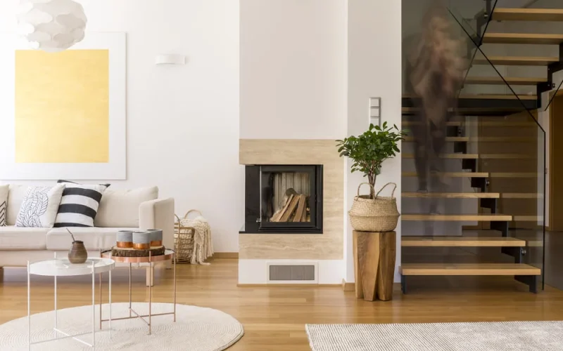 Modern living room with stylish decor and cozy seating.